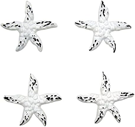 Дръжки на шкафа под формата на морска звезда, от Чугун, чекмеджета, Выстиранная Бяло покритие, Определени от 4,3 инча