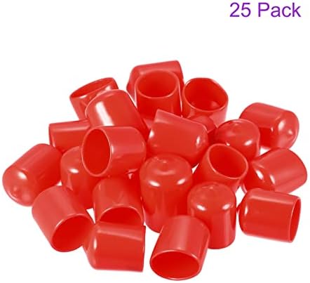 DMiotech 25 Pack 5/8 ID Червени Протектори За Винтови Резби Гумени Челни капачки Капачки за Болтове за Мебелната тръби