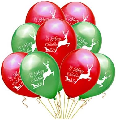 Amosfun 15шт 12 инча Весели Коледни балони с надпис Лос, на декор от балони за партита (5шт червени балони, 5шт зелени
