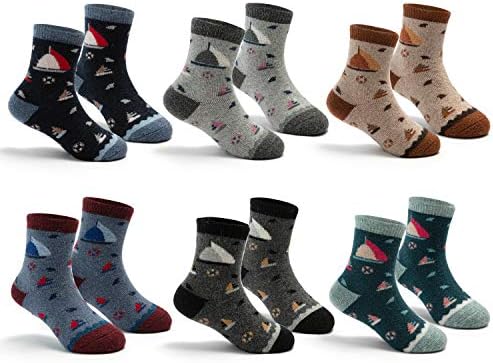 Вълнени чорапи за момчета, Детски Зимни Чорапи, Дебела Термоноски за момичета, 6 Опаковки