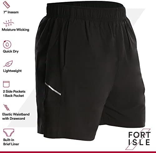 Мъжки шорти за бягане Fort Isle с Вътрешен шев 6 инча - Леки и Дишащи Спортни къси Панталони за Мъжете | бързо съхнещи