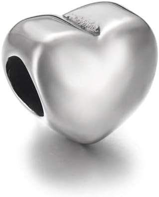 Tucus Сърцето от Неръждаема Стомана Е Полирани Топчета С Отвор 5 мм, Метални Европейските Мъниста Гривна Окачване за