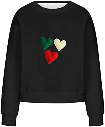 Дамски Ежедневни Hoody с дълъг ръкав, Ризи с принтом под формата на Три Сърца, Свободен Обикновен Пуловер С Кръгло деколте,