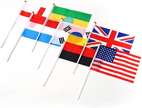 Знамена 100 страни и Международният флаг на страната на клечка, на Малката Мини Ръчен Кръг на върха на пръчка, знамена