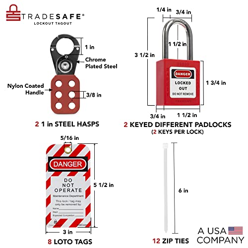 Набор за маркиране на TRADESAFE Lockout с шут, бирками за заключване, червени ключалки Лото - Електрически комплекти