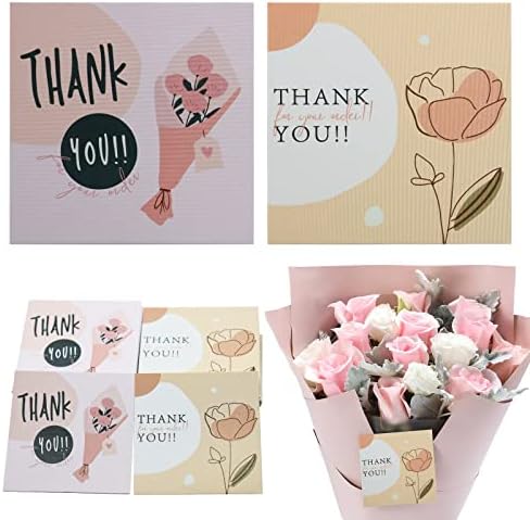 100 Броя Благодарственных картички Малък бизнес и Ви Благодаря за Вашата поръчка Карти Изчистен Квадратен Малък бизнес