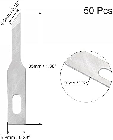 uxcell 50 бр. 35x4,5 мм, Остриета за Ножове за Бродерия, Набор от Сменяеми Остриета за Хоби от Бързорежеща Стомана, Художествени