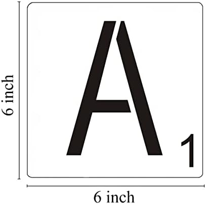 Шаблони с букви за плочки Скрабъл 6 инча - 28 опаковки, Шаблони с азбука в стил Скрабъл за рисуване върху дърво, за Многократна