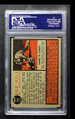 1962 Topps 244 Гил Дон Бостън Ред Сокс (бейзболна картичка) PSA PSA 7.00 Ред Сокс