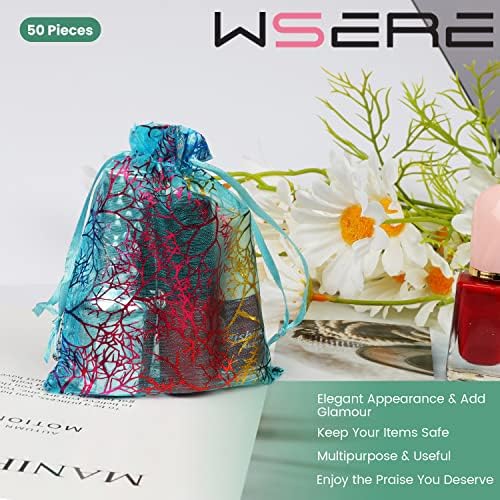 WSERE 50 Бр. Подаръчни торбички от органза, опаковане чанта от съвсем малък, Подаръци за Сватба, рожден Ден, Бижута,