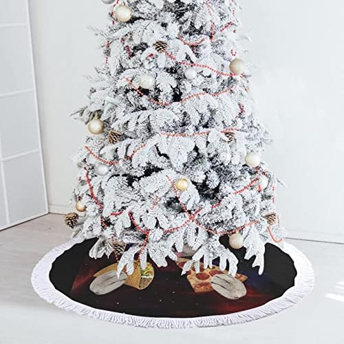 Космически Котка с Тако и Пица Пола-Коледна Елха за Празнични украси с Кружевными Кичури