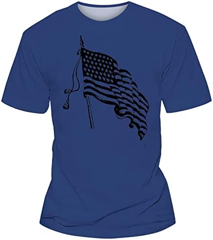 Тениска Папка Дъска За Мъже Ден На Независимостта Флаг Принт Две Зашити Пролет/Лято Свободното Време, Спортни Мъжки Фолио
