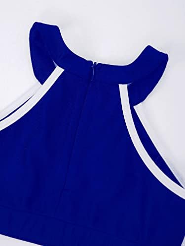 MSemis/Обикновен Спортен Бански костюм от 3 теми за Малките Момичета, Съкратен Топ на Бретелях, Панталони с отворен гръб
