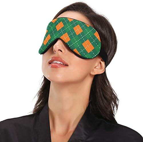 Маска за очи Унисекс за сън St-Patrick-Day-Зелено-Оранжева-Клетчатая Маска За Нощен Сън Удобна Маска за сън със сенки