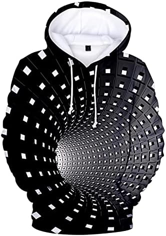 HEHOAH Мъжки Пуловер С качулка, Унисекс Мъжки 3D Печат Творчески Кръг Силует на Ежедневни Дълги Ризи, Блуза, Топ