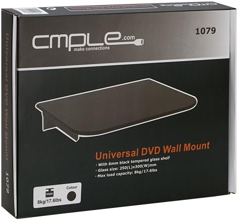 Монтиране на стена с плаваща черен стъклен рафт Cmple Под поставка за телевизор, DVD-плейър, конзоли за видеоигри, ТЕЛЕВИЗИОННИ