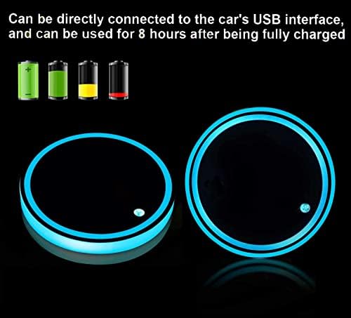 Auralight 2 бр. led Авто поставка за Чаши, подходящи за Infiniti, 7 Цвята, което променя USB-поставка за Чаши за зареждане,