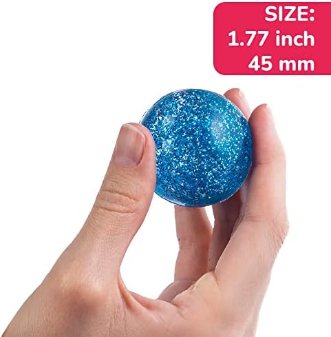 Завладяващ надуваеми топки Подаръци за партита - Скачащи топки с диаметър 45 мм - Блестящи скачащи топки в кофа - Големи