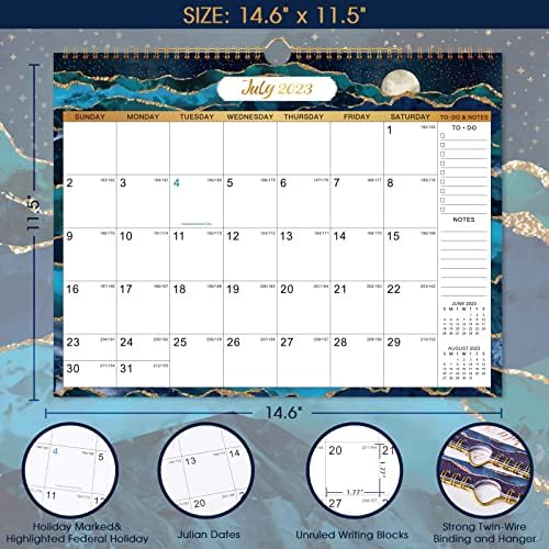 Стенен календар на 2023-2024 години - Стенен Календар за 18 месеца 2023-2024, юли 2023 - декември 2024, 14,6 x 11,5,