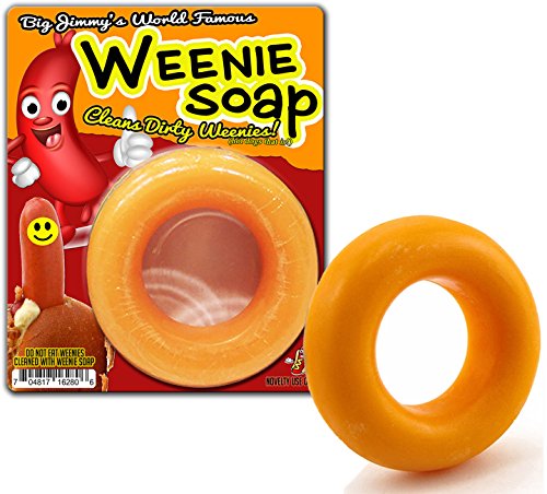 Подарочное издание GearsOut Big Jimmy's Weenie Soap - Забавен дизайн хот-дог Happy - Новост за мъже - Сапун Yellow Circle