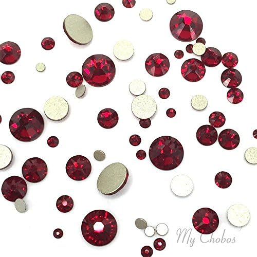 SIAM (208) червен 144 бр Swarovski 2058/2088 с кристали на равна подметка, червени кристали за дизайн на ноктите с различни