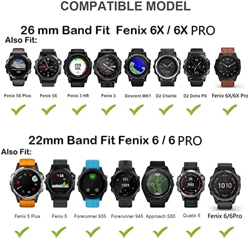 DFAMIN 20/22/26 мм и Каишка за часовник Garmin Fenix 6 6S 6X Pro 5 5X 5 Plus 3HR 935 MK2 Силиконов каучук быстросъемный