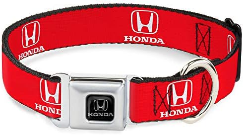 Нашийник за кучета с катарама за колан на автомобила - Червено-бял с логото на Honda - с Ширина 1 сантиметър - Подходящ