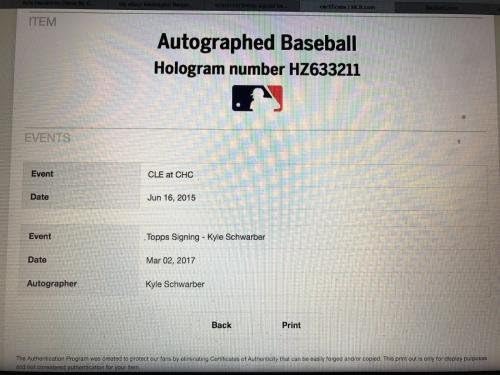 Феноменален играч на Чикаго Къбс Кайл Шварбер Подписа / е написал Дебютен бейзбол в Мейджър лийг бейзбол-mlb Holo - Бейзболни