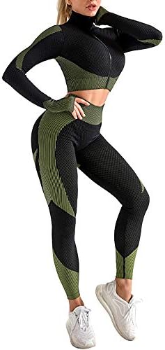 Жена тренировъчен костюм Ashcilla от 2 или 3 теми - Гамаши, с висока талия и Съкратен топ