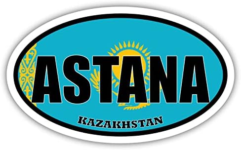 Астана Флаг Казахстан Овални Стикер Vinyl Стикер на Бронята 3x5 инча