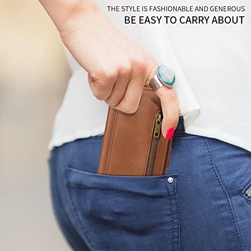 Чанта-портфейл XYX за Samsung A10e, Монофонични Чанта-портфейл от изкуствена кожа с 9 Отделения за карти, цип, с каишка