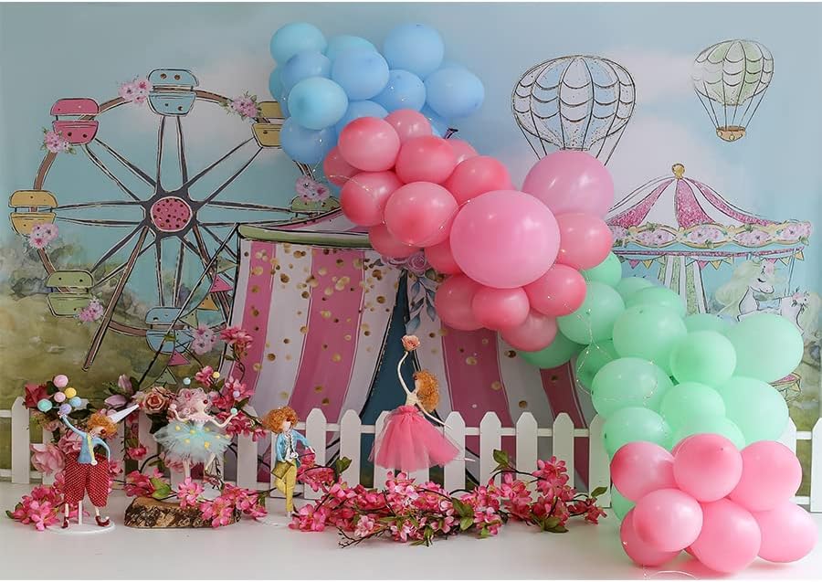 Страхотен Цирк Тема, Карнавальная палатка, Въртележка, виенско Колело, въздушен балон, Детски Душ, Украса за детски рожден