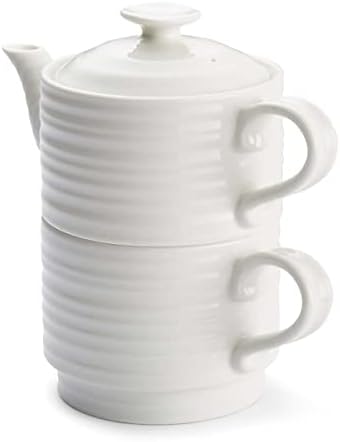 Portmeirion Sophie Conran Чай за един | Набор за приготвяне на чай, чаши и чинии | Набиране за дома или офиса | е Изработен