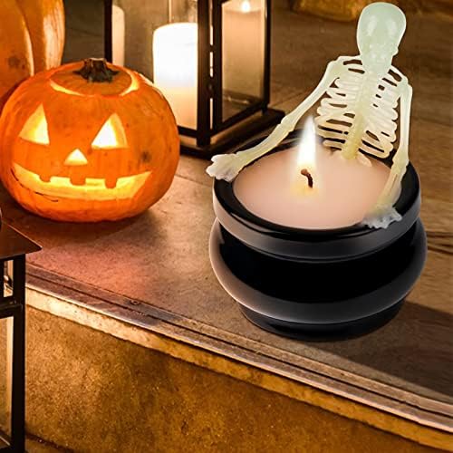 Свещ с виртуален скелет на Хелоуин, Подаръци за жени - Страховито Котел, Свещ, декорация за Рожден Ден На закрито - Ретро
