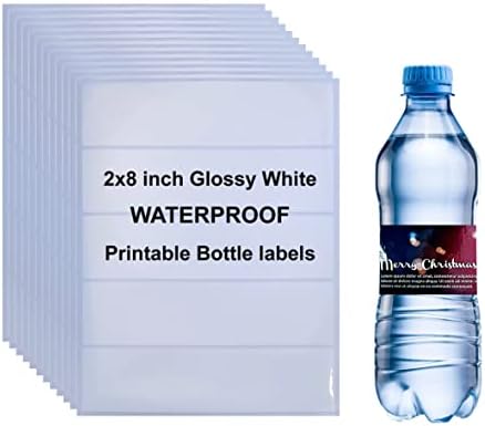 150 Етикети 2 Х 8 За печат на Лъскавите Бели Етикети За Бутилки с Вода, Водоустойчив Винил Празен Увити Правоъгълен Лист