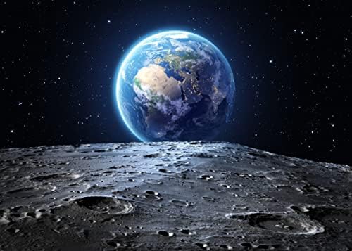 BELECO 10x8ft Текстилен Космически Фон Вселенски Фон на Повърхността на Земята и Луната, Предоставена от НАСА Планета