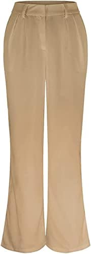 Широки панталони, без усилия, Ушити по поръчка, Дамски Ежедневни Директни Дълги Панталони с висока талия (Кафяв, XL)