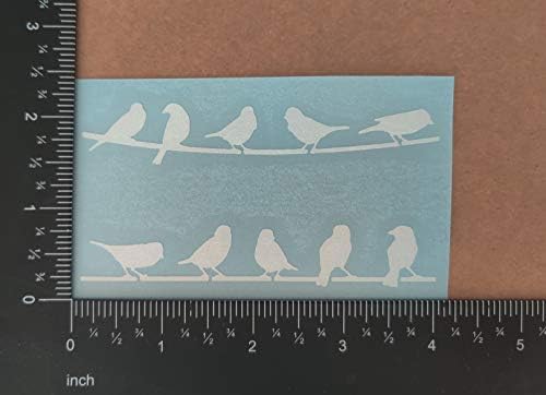 Стикер с птици 4 опаковки: Птици на телта, на Птици, на леске, на Птици, на клон на дърво, Телефонен стълб (Бял, малък