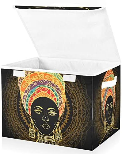 Африкански Женски Кутии за съхранение на Мандала с Капаци за Организиране на Домашни Кутии За Съхранение с Капак и Дръжки