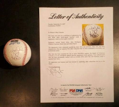 Майк Пъстърва Дерек Джитър Алберт Пухольс Гереро Ортис Арод Подписа Бейзболен PSA MLB - Бейзболни топки с Автографи