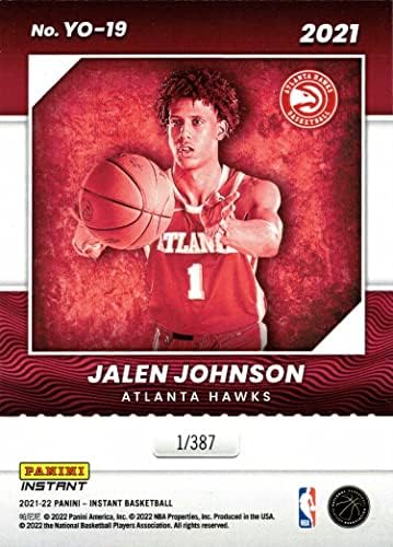 2021-22 Панини Instant Year One Баскетбол ЙО-19 игри с Карти ястреби начинаещ Джалена Джонсън - Направи общо 387!