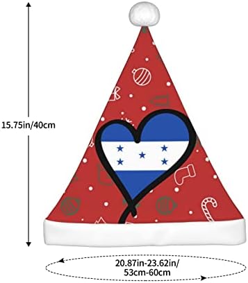 Хондурас Флаг Сърцето Забавни Възрастни Плюшени Дядо Шапка Коледна Шапка За Жени и Мъже, Празнична Коледна Шапка