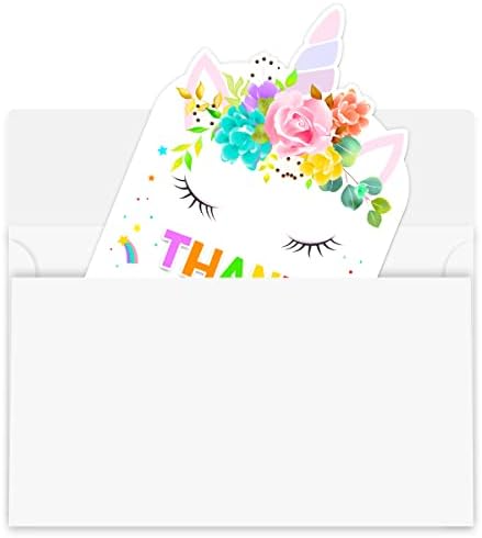 Цветни Поздравителни Картички с Единорогом за рожден Ден за деца, малки деца, Момичета - 30 Благодарственных картички