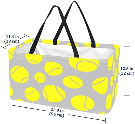 LORVIES за Многократна употреба за Хранителни стоки Чанта Кошница За Съхранение на Кутии, Жълти Топки за Тенис Сгъваеми