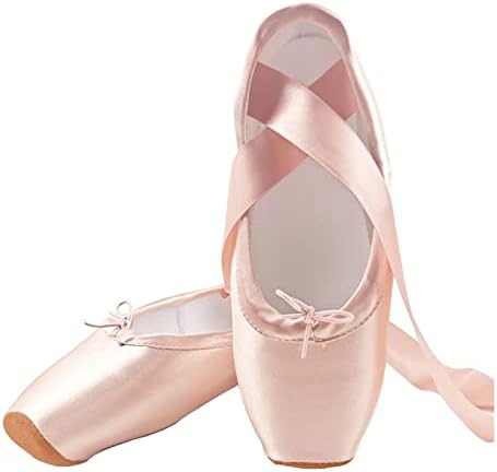 KXDFDC Професионални Балетные pointe обувки, Дамски Танцови Обувки с Панделки за Жени, Момичета, Детски Сатен Балетные