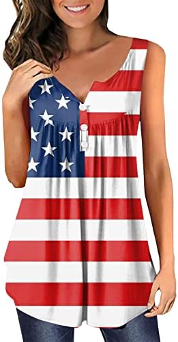На 4 юли, Туники с Флага на САЩ, Дамски Тениски, Скрывающие Корема, Летни Дневни Празнични Блузи с Къс Ръкав и V-образно