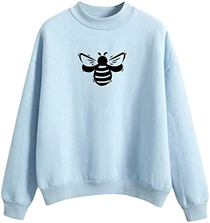 Oplxuo/ Дамски Hoody с Хубаво Шарките на Пчелите, Модни и Ежедневни Риза, Върхове, Обикновен Пуловер с Дълъг Ръкав и