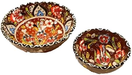 Набор от Сервировочных мисок ръчно изработени от турската керамика от 2 (Коричневый2)