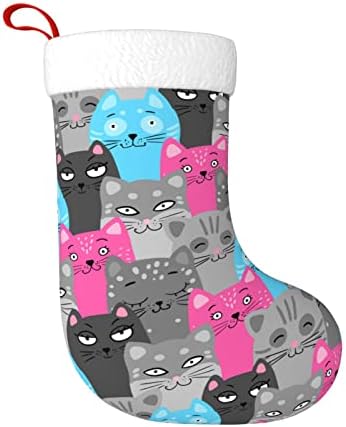 JBIFODE Сладък Цветен Коледни Чорапи с Котка, Коледни Чорапи с Удоволствие Мультяшными животни, Персонални Празнични