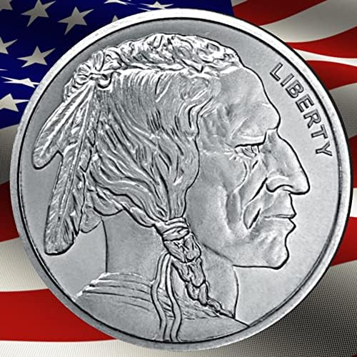 1 Трой Унция. Автентичен Сребърен кръг Buffalo | Запомнящо предмета от сребро проба 999, произведен в САЩ + Включва Безплатна